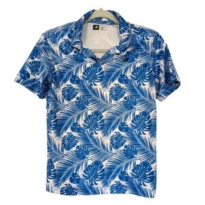 New Balance Women's Polo Shirt Blue Leaf‎ Print